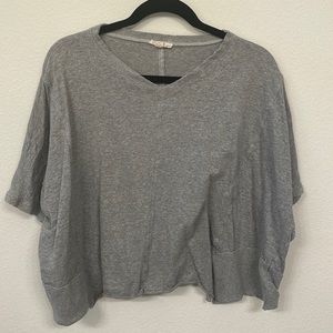 Womens Grey Oversized Slightly Cropped Top